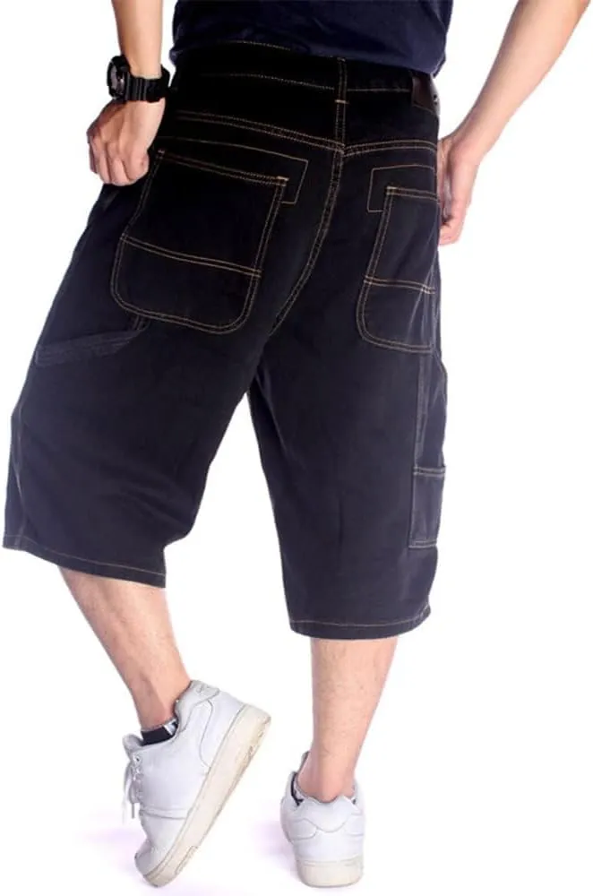 Kinghua Baggy Jean Shorts for Men Casual Loose Fit Hip Hop Skateboard Denim Shorts