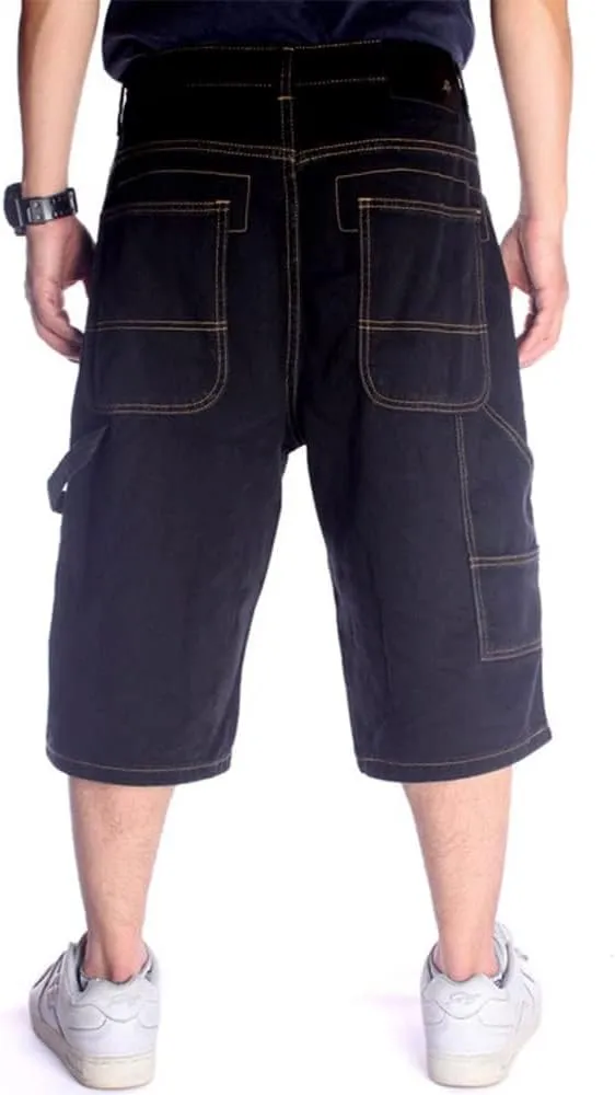 Kinghua Baggy Jean Shorts for Men Casual Loose Fit Hip Hop Skateboard Denim Shorts