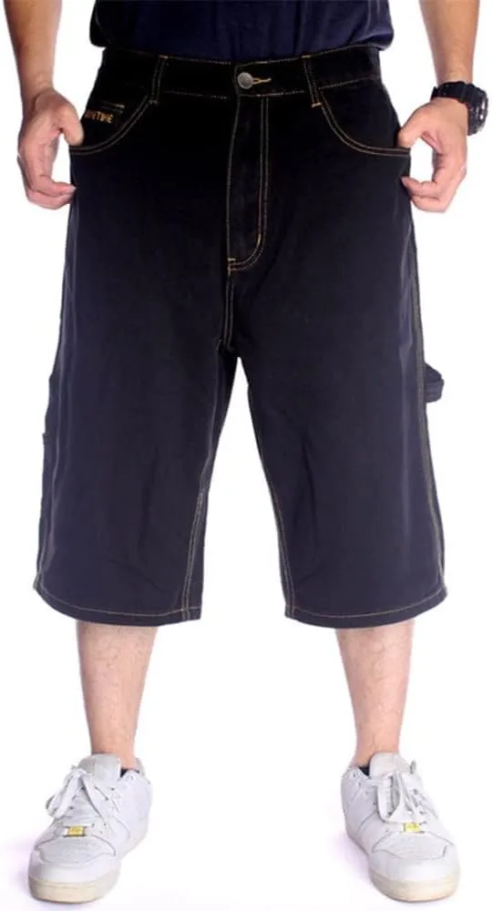 Kinghua Baggy Jean Shorts for Men Casual Loose Fit Hip Hop Skateboard Denim Shorts