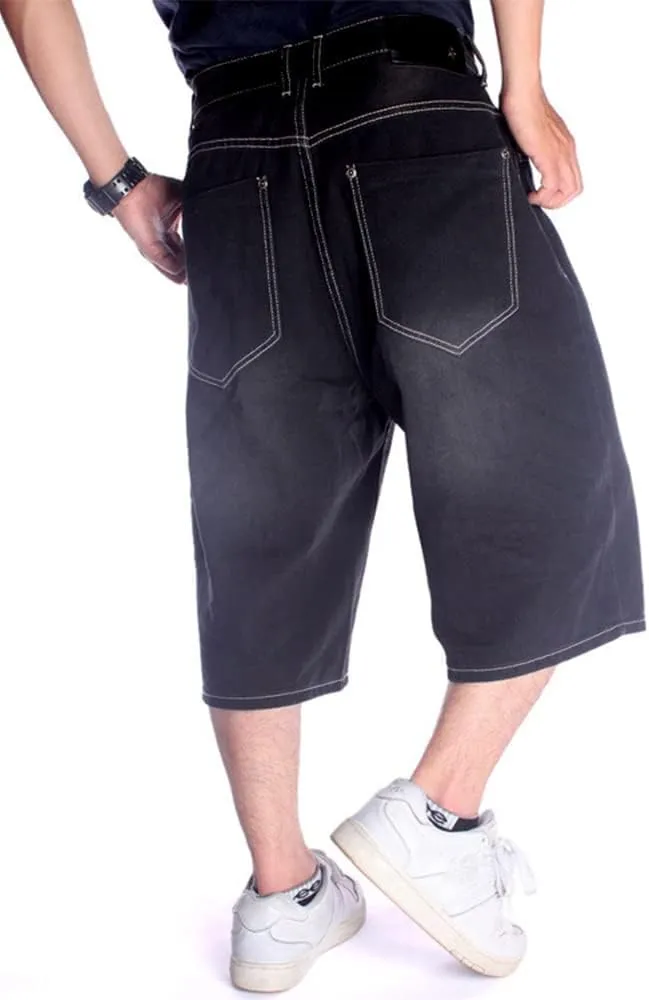 Kinghua Baggy Jean Shorts for Men Casual Loose Fit Hip Hop Skateboard Denim Shorts