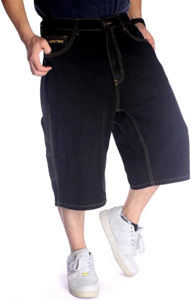 Kinghua Baggy Jean Shorts for Men Casual Loose Fit Hip Hop Skateboard Denim Shorts