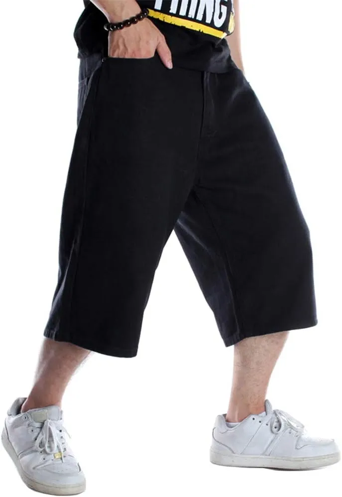 Kinghua Baggy Jean Shorts for Men Casual Loose Fit Hip Hop Skateboard Denim Shorts