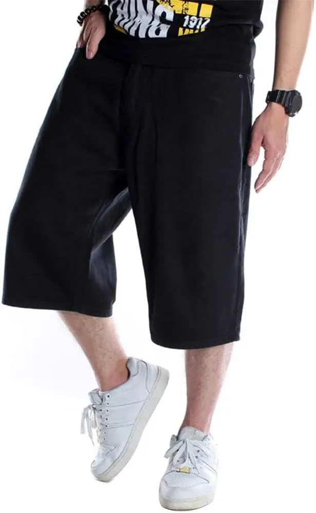 Kinghua Baggy Jean Shorts for Men Casual Loose Fit Hip Hop Skateboard Denim Shorts