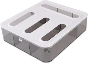 Kitchen Details Storage Bag Organizer | Dimensions: 11"x 12.4"x 3.2" | Designed with 4 Slots To Organized 4 Different Size Storage Bags | Kitchen Organization | White