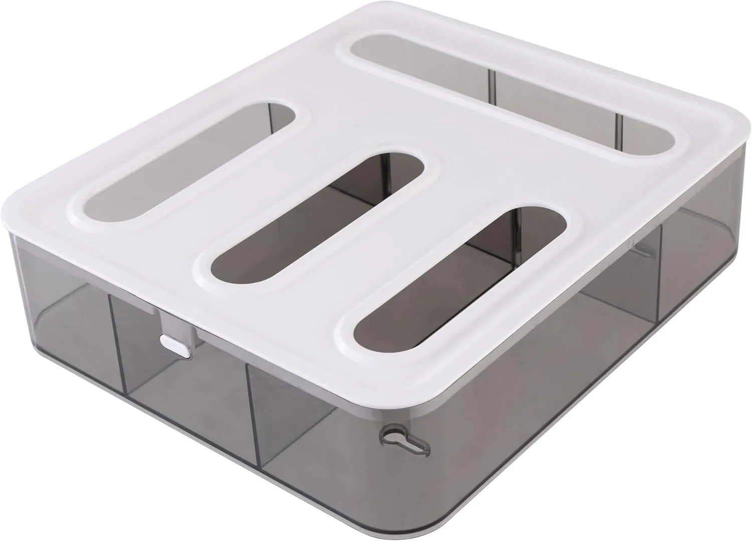 Kitchen Details Storage Bag Organizer | Dimensions: 11"x 12.4"x 3.2" | Designed with 4 Slots To Organized 4 Different Size Storage Bags | Kitchen Organization | White