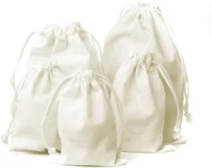 Knitial 8"x10" Natural Cotton Muslin Drawstring Bags Multipurpose 25 Bag Pack