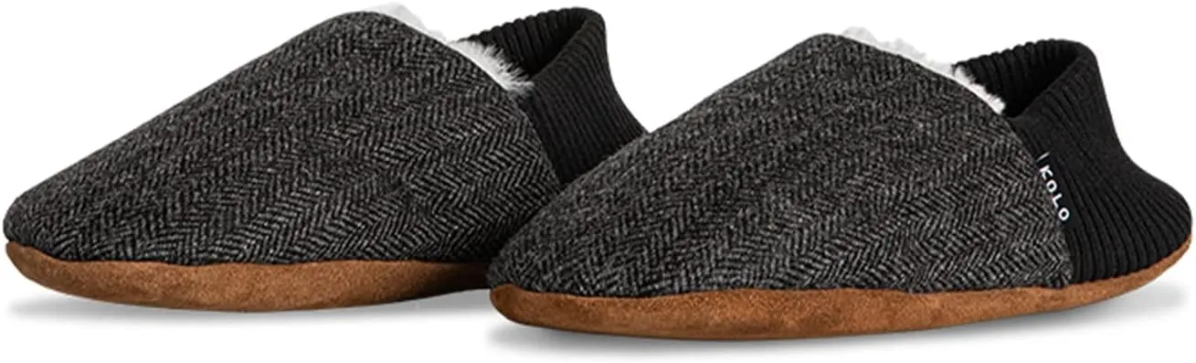 Kolo Tweed House Shoes, Faux Fur Lining, Genuine Leather Suede Sole