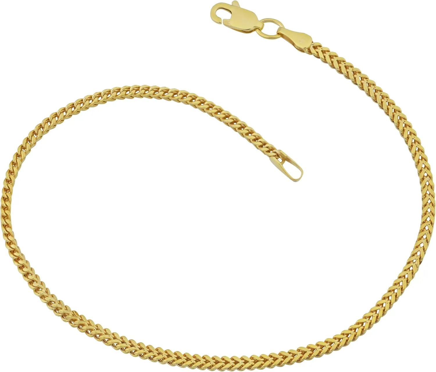 Kooljewelry 10k Yellow Gold 2 mm Franco Link Bracelet (7.5 inch)
