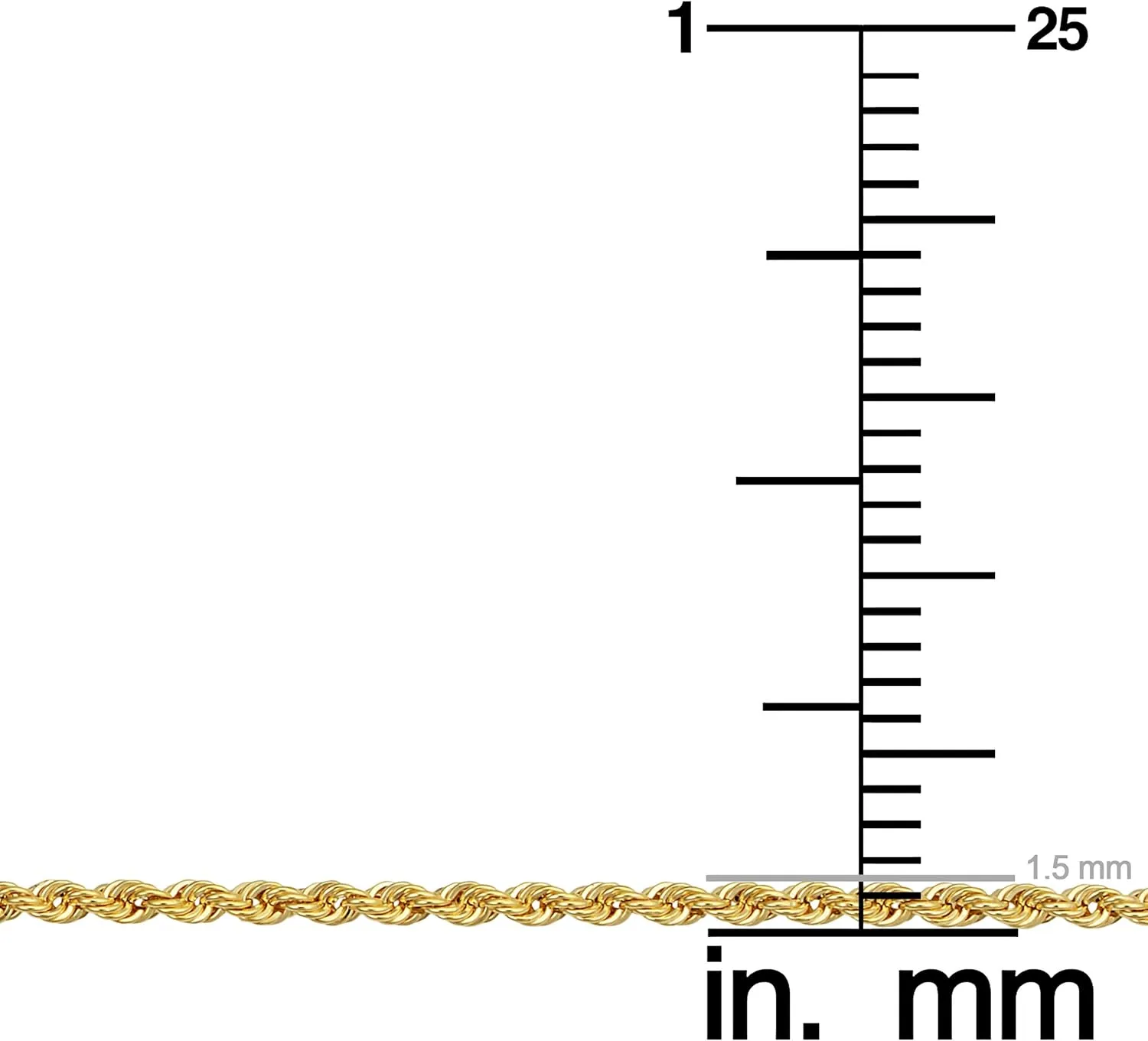 Kooljewelry 10k Yellow Gold Rope Chain Necklace For Men And Women (choose from 1.5mm, 1.8mm, 2.6mm, 3.2mm, 3.8mm or 4.8mm. size from 16 until 30 inches long)