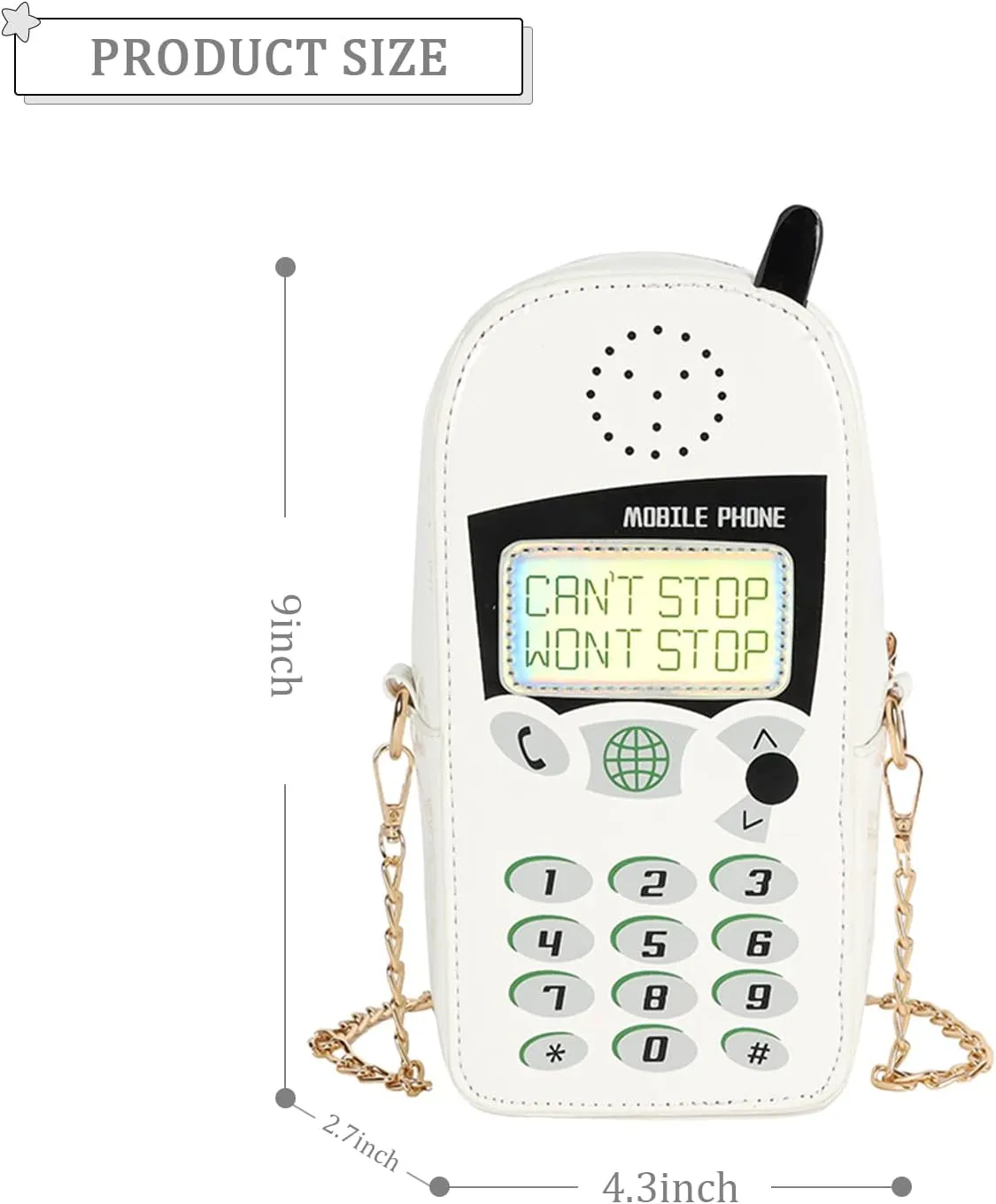 KUANG! Women Cute Digital Mobile Phone Shaped Shoulder Bag Funny Crossbody Bag Pu Messenger Chain Purse for Girls