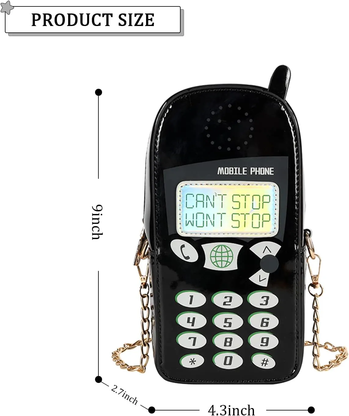 KUANG! Women Cute Digital Mobile Phone Shaped Shoulder Bag Funny Crossbody Bag Pu Messenger Chain Purse for Girls