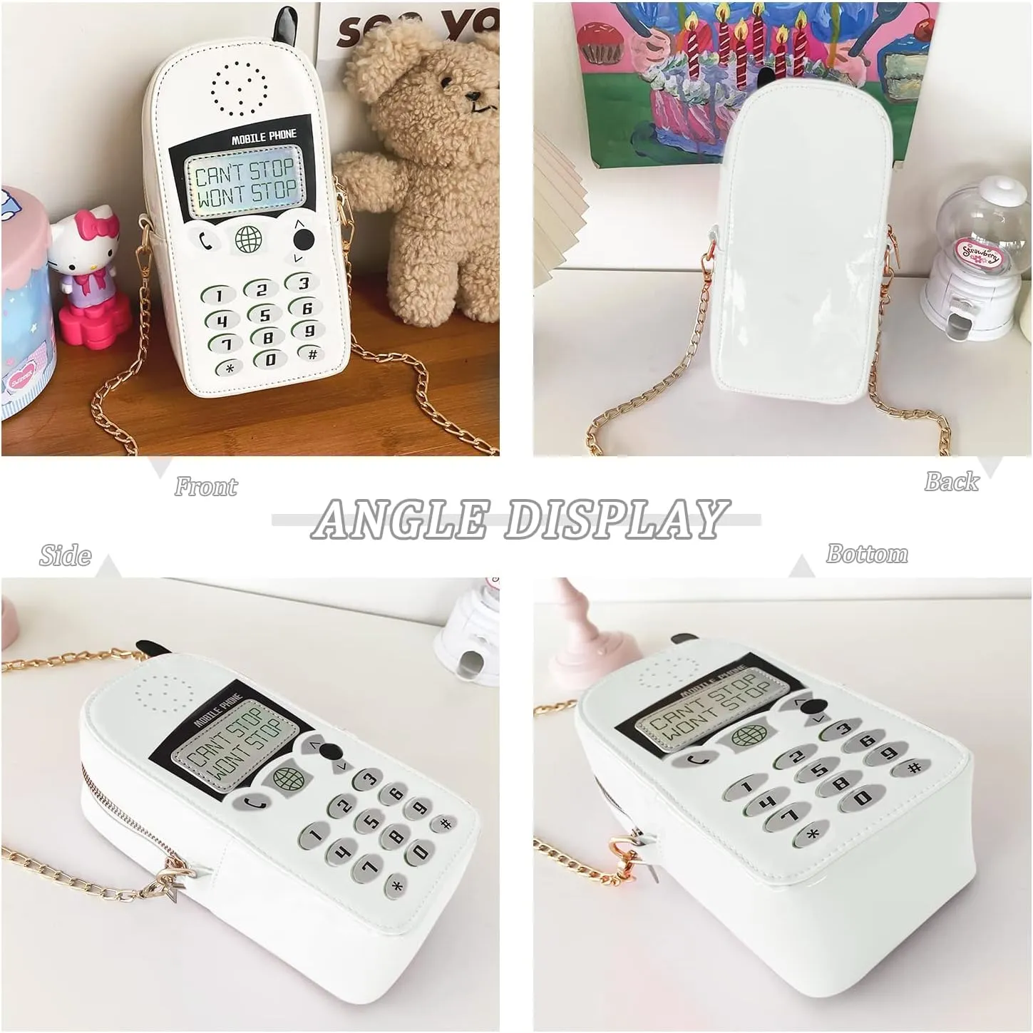 KUANG! Women Cute Digital Mobile Phone Shaped Shoulder Bag Funny Crossbody Bag Pu Messenger Chain Purse for Girls
