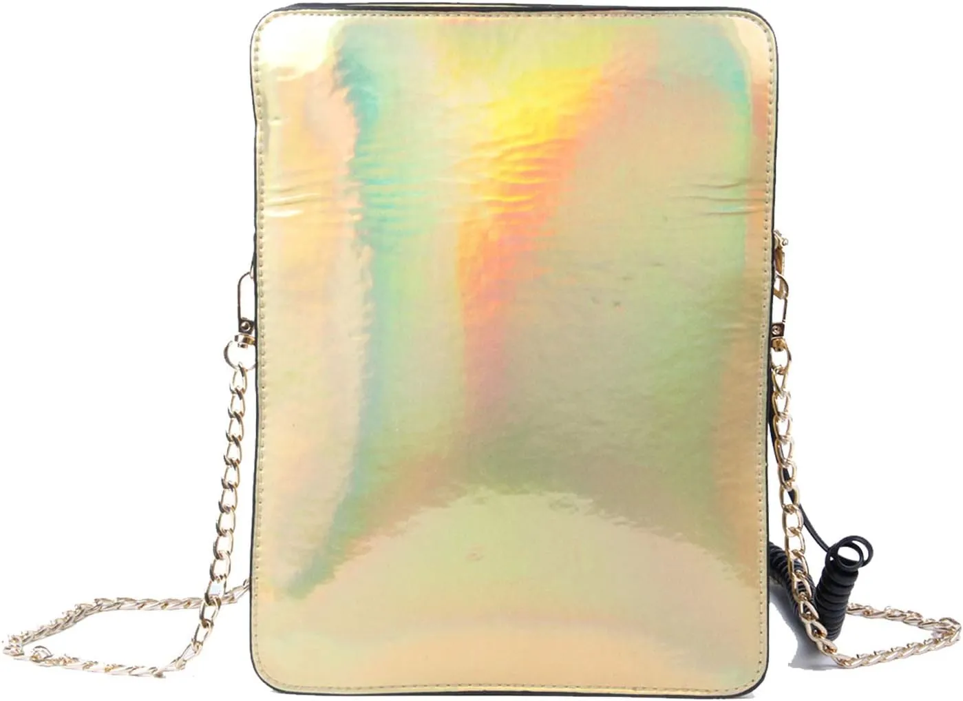 KUANG! Women Reflective Laser Fashion Telephone Shaped Shoulder Bag Ladies Funny Crossbody Bag Chain Purse