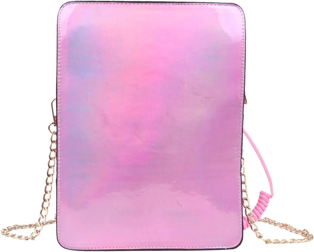 KUANG! Women Reflective Laser Fashion Telephone Shaped Shoulder Bag Ladies Funny Crossbody Bag Chain Purse