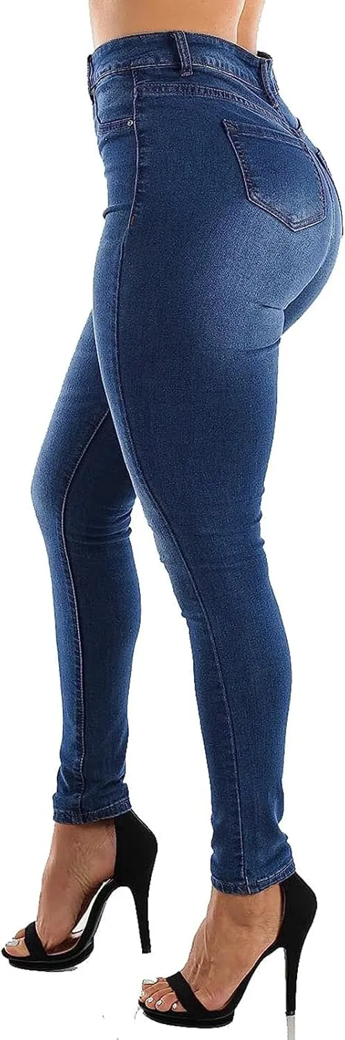 KUNMI Womens Curvy High Waist Stretch Butt Lifting Skinny Colombian Jeans