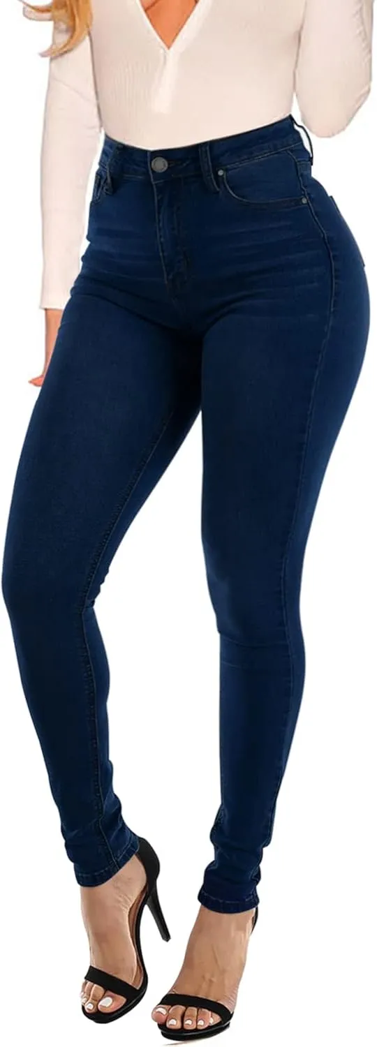 KUNMI Womens Curvy High Waist Stretch Butt Lifting Skinny Colombian Jeans