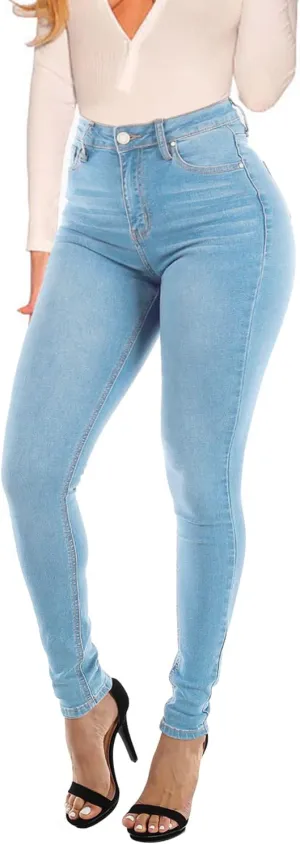 KUNMI Womens Curvy High Waist Stretch Butt Lifting Skinny Colombian Jeans
