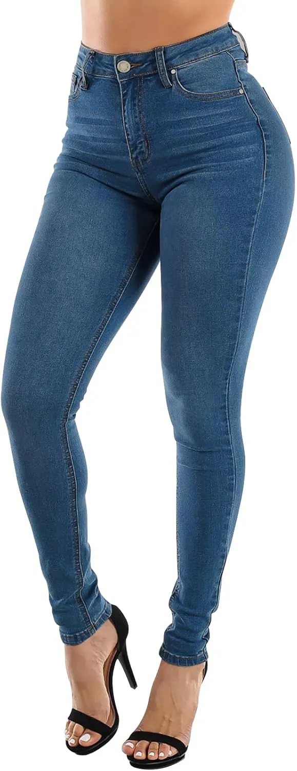 KUNMI Womens Curvy High Waist Stretch Butt Lifting Skinny Colombian Jeans