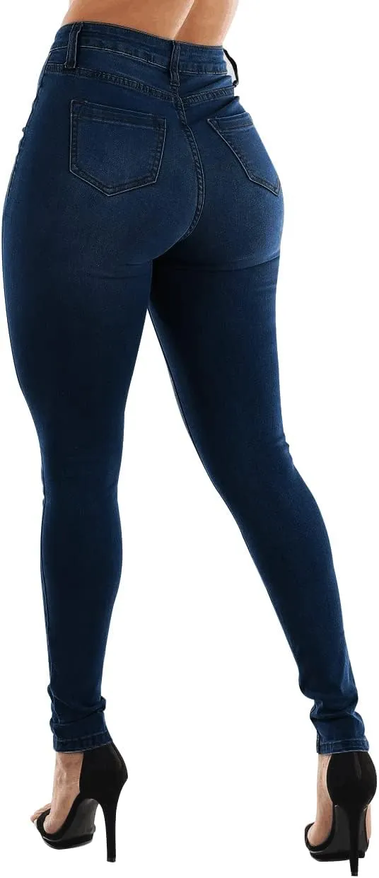 KUNMI Womens Curvy High Waist Stretch Butt Lifting Skinny Colombian Jeans