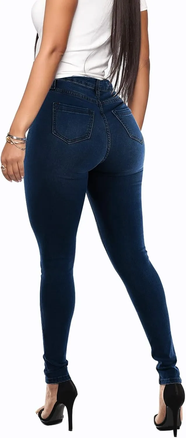 KUNMI Womens Curvy High Waist Stretch Butt Lifting Skinny Colombian Jeans