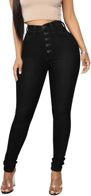 KUNMI Womens Curvy High Waist Stretch Butt Lifting Skinny Colombian Jeans
