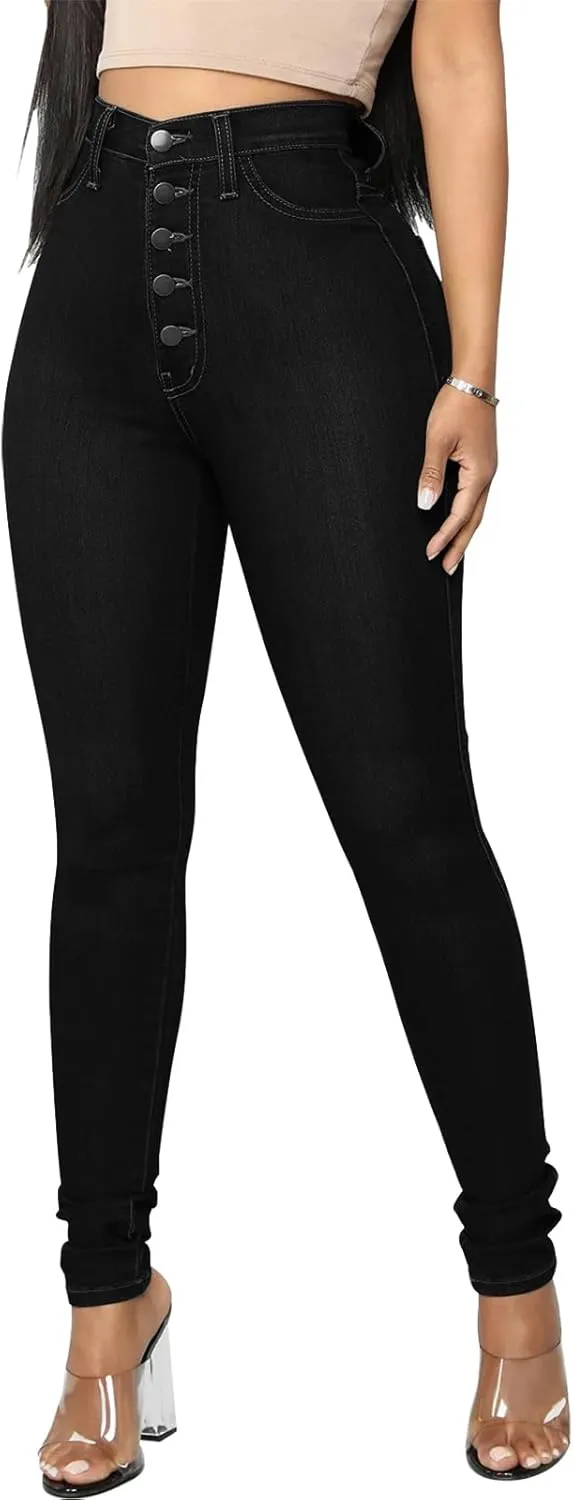 KUNMI Womens Curvy High Waist Stretch Butt Lifting Skinny Colombian Jeans