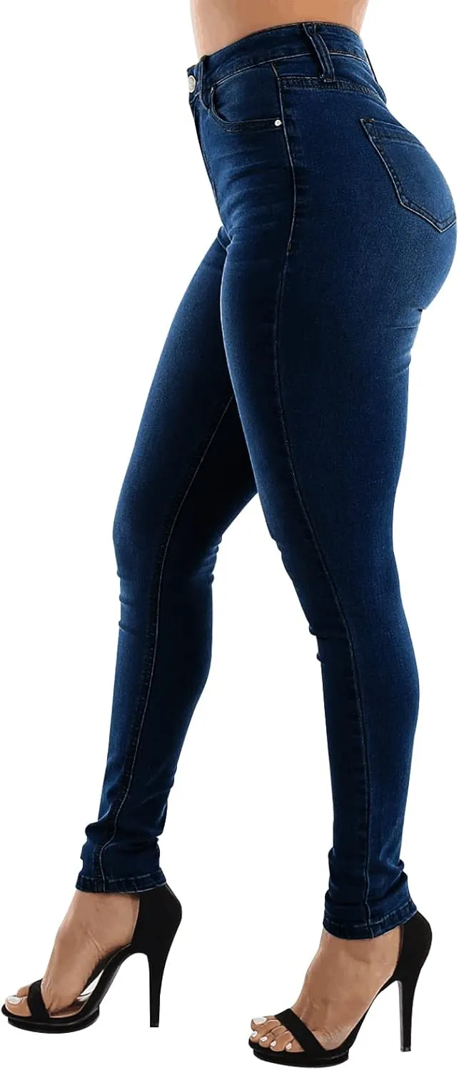 KUNMI Womens Curvy High Waist Stretch Butt Lifting Skinny Colombian Jeans
