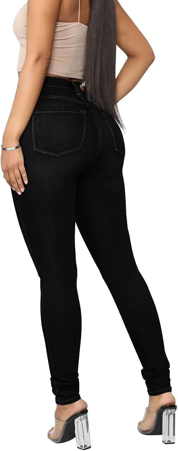KUNMI Womens Curvy High Waist Stretch Butt Lifting Skinny Colombian Jeans