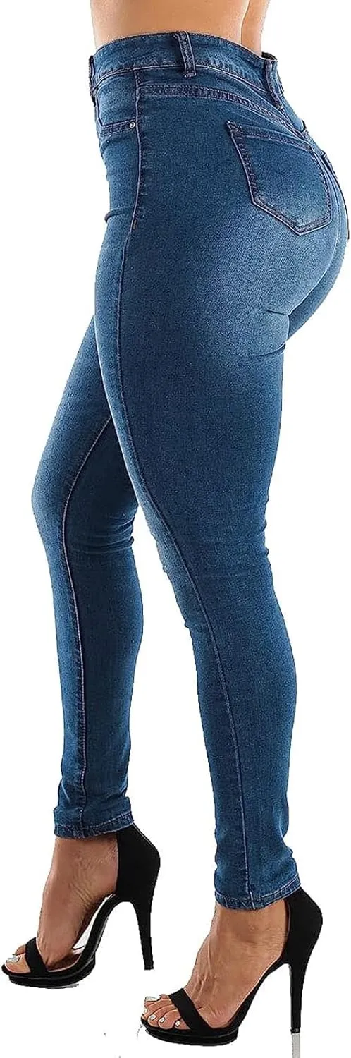 KUNMI Womens Curvy High Waist Stretch Butt Lifting Skinny Colombian Jeans