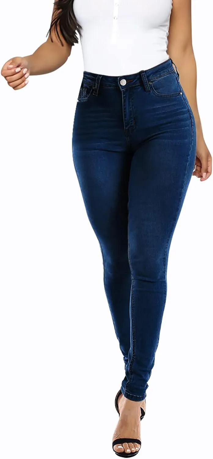 KUNMI Womens Curvy High Waist Stretch Butt Lifting Skinny Colombian Jeans