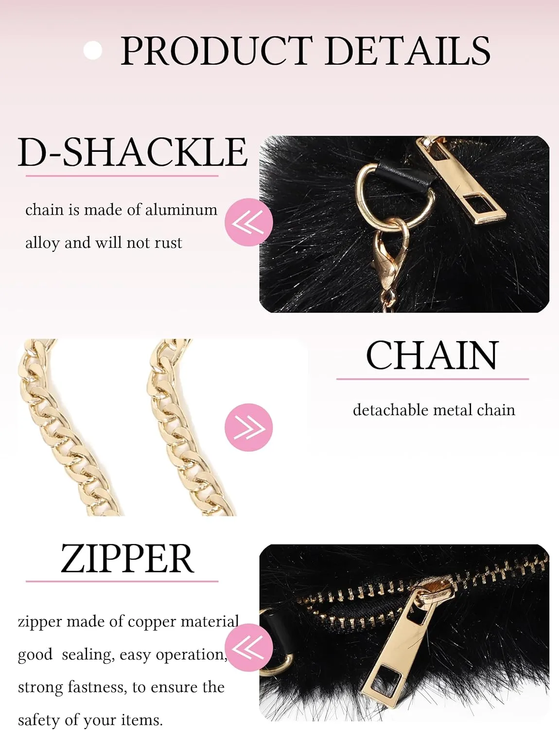 LA CARRIE Faux Fur Crossbody Bags for Women Shoulder Bag Purse Handbags Shoulder Strap