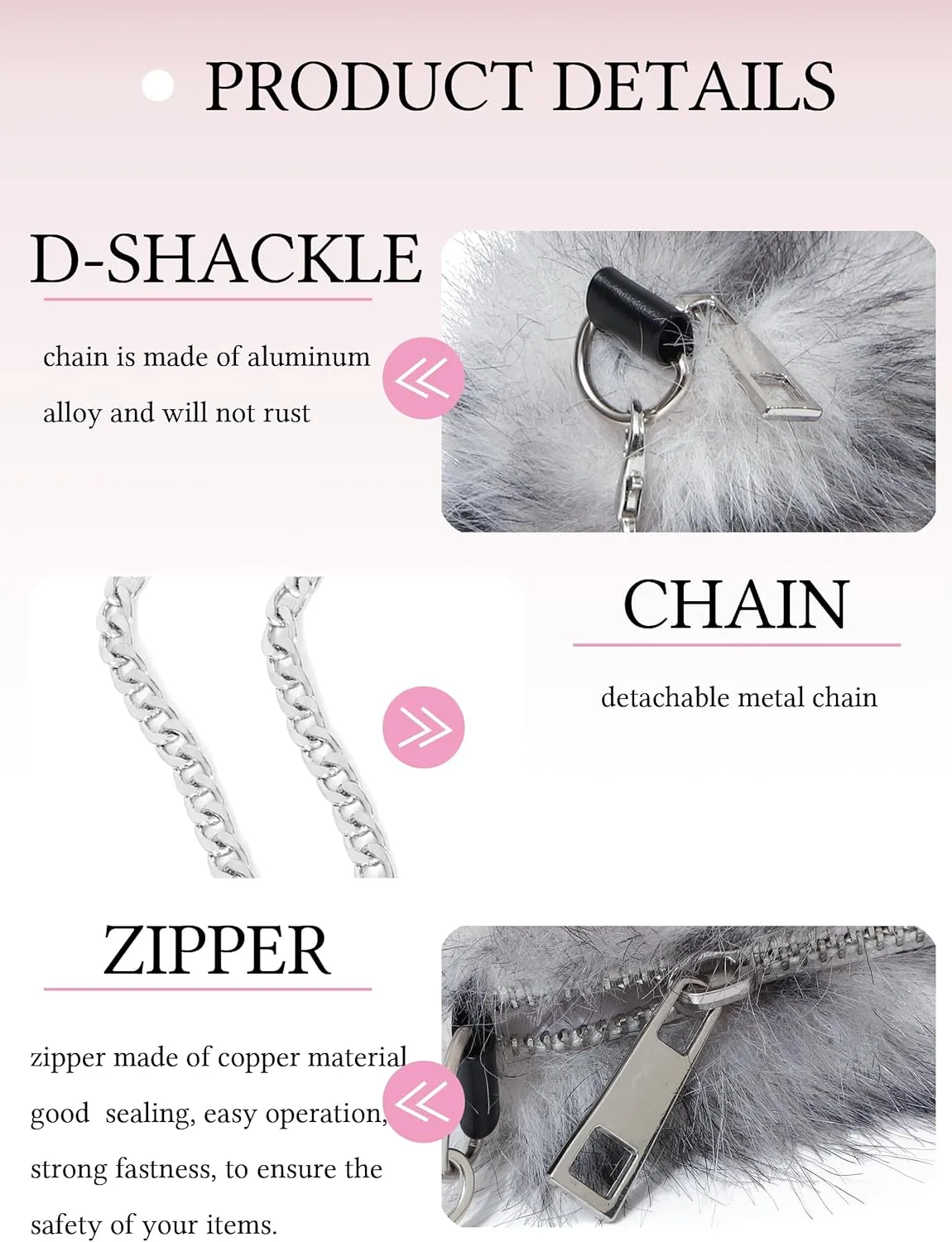 LA CARRIE Faux Fur Crossbody Bags for Women Shoulder Bag Purse Handbags Shoulder Strap