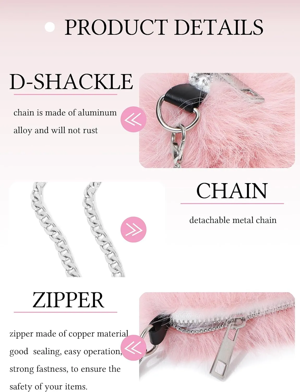 LA CARRIE Faux Fur Crossbody Bags for Women Shoulder Bag Purse Handbags Shoulder Strap