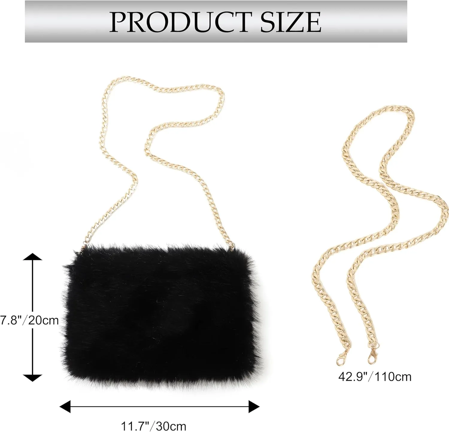 LA CARRIE Faux Fur Crossbody Bags for Women Shoulder Bag Purse Handbags Shoulder Strap