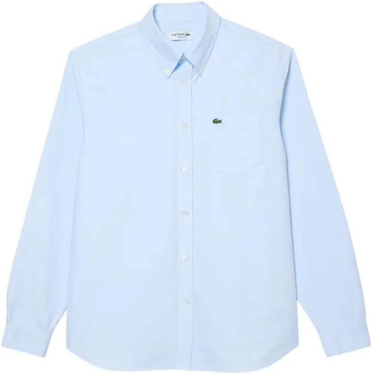 Lacoste Mens Long Sleeve Regular Fit Button Down Solid Oxford Shirt