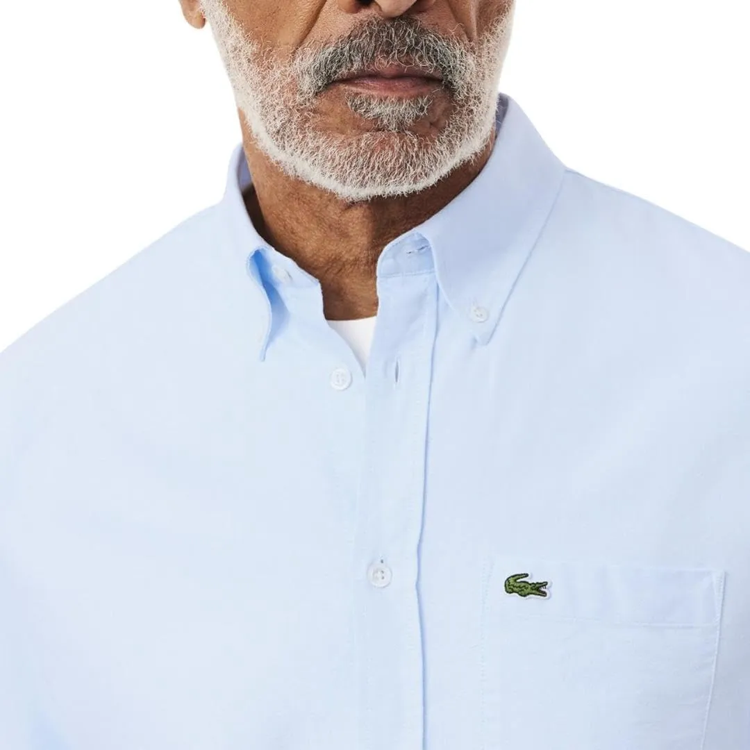 Lacoste Mens Long Sleeve Regular Fit Button Down Solid Oxford Shirt