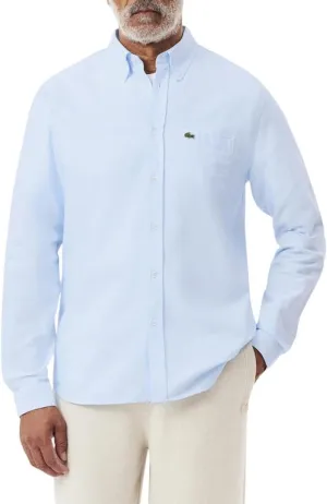 Lacoste Mens Long Sleeve Regular Fit Button Down Solid Oxford Shirt