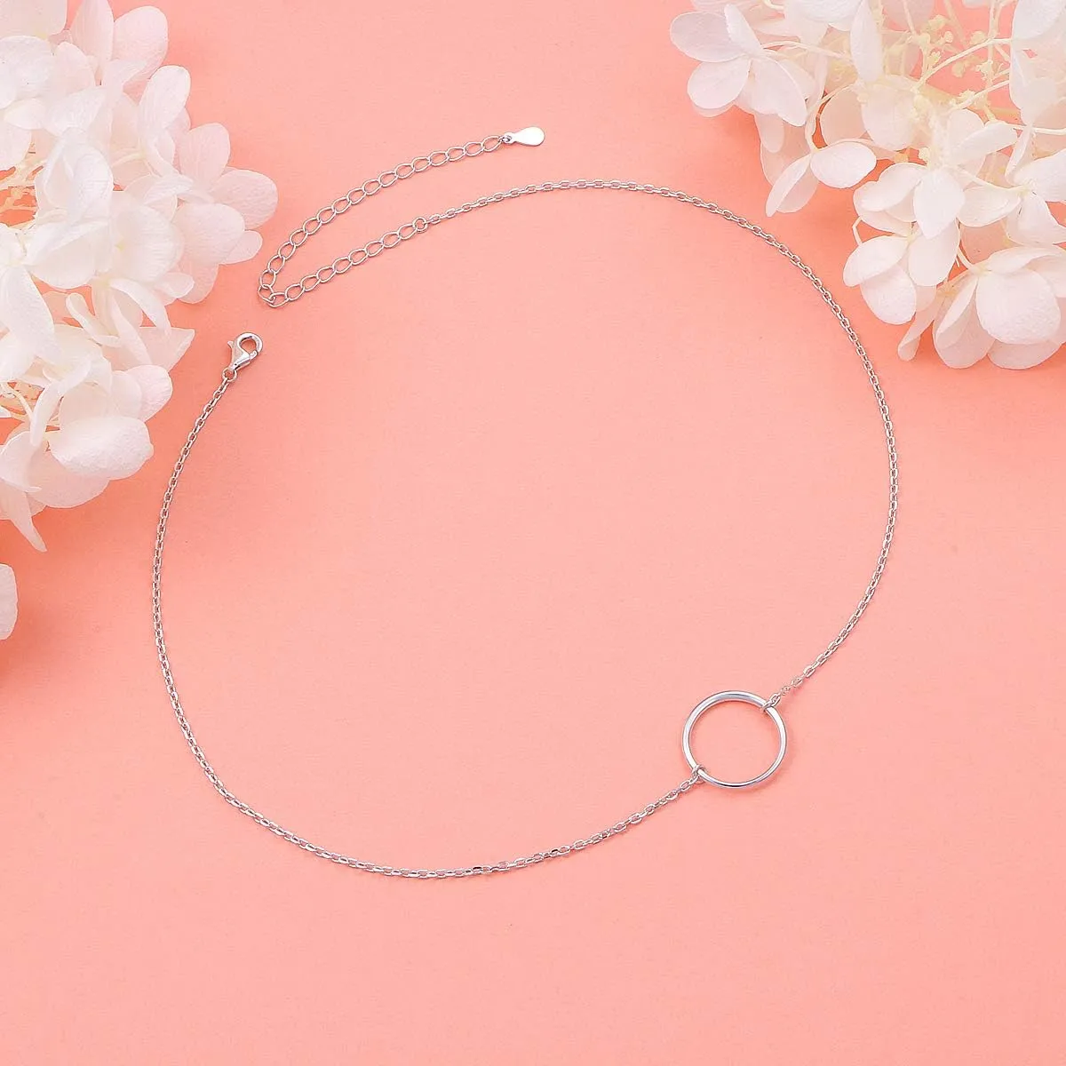 Ladytree S925 Sterling Silver Dainty Simple Choker Necklace,Rolo Chain,Adjustable 13 inches to 16 inches