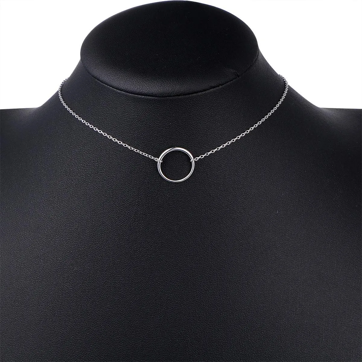 Ladytree S925 Sterling Silver Dainty Simple Choker Necklace,Rolo Chain,Adjustable 13 inches to 16 inches