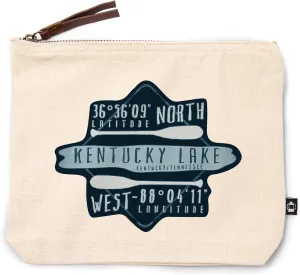 Land Between The Lakes, Kentucky, Lake Essentials, Latitude and Longitude, 100% Cotton Zipper Pouch, Travel Accessory, Go Bag