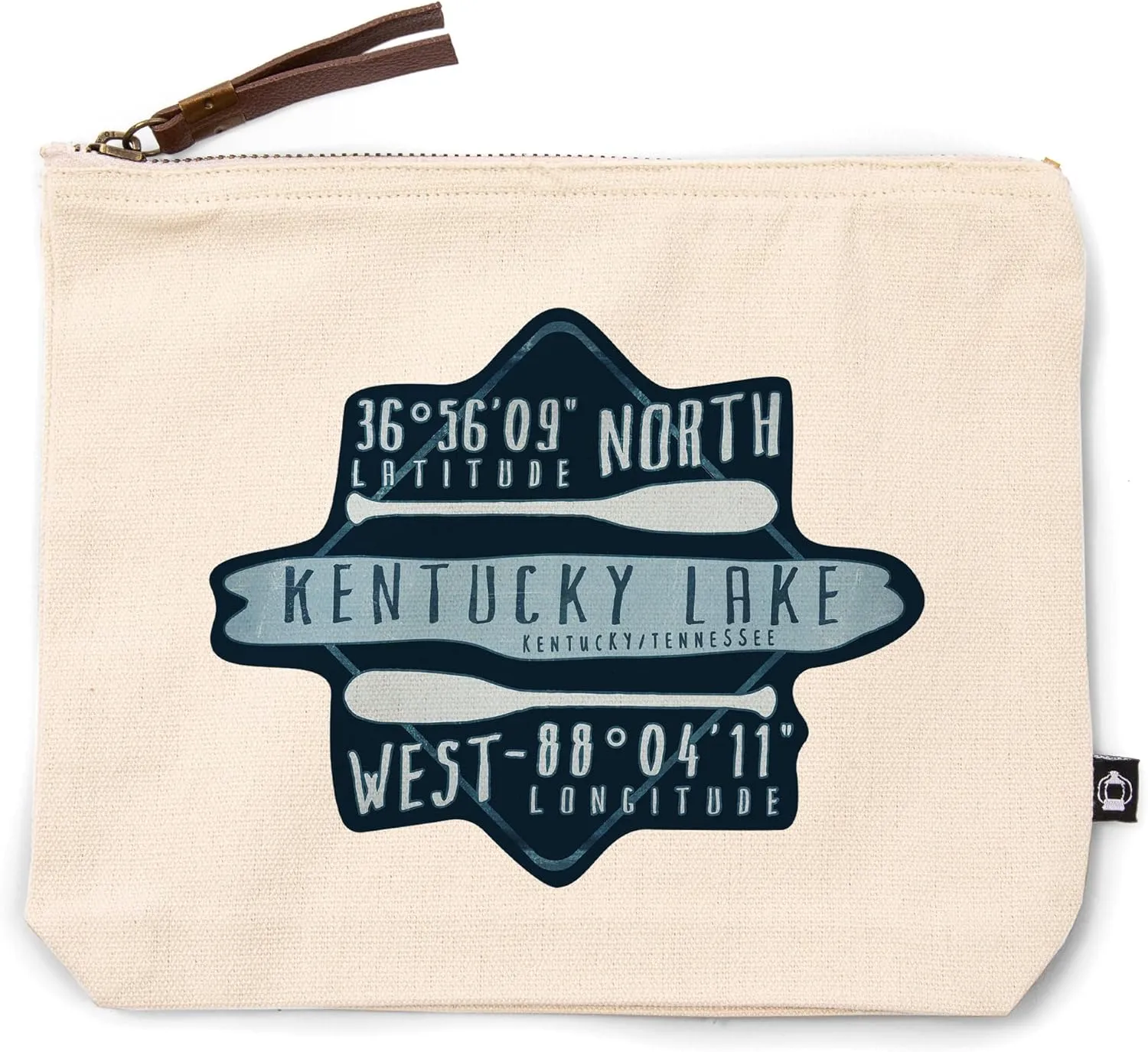 Land Between The Lakes, Kentucky, Lake Essentials, Latitude and Longitude, 100% Cotton Zipper Pouch, Travel Accessory, Go Bag
