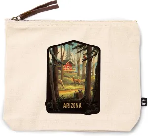Lantern Press Arizona, Slip Away, Cabin with Wildlife, 100% Cotton Zipper Pouch, Travel Accessory, Go Bag