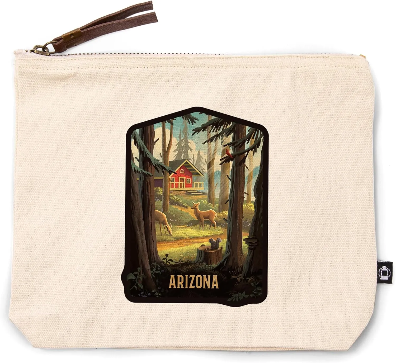 Lantern Press Arizona, Slip Away, Cabin with Wildlife, 100% Cotton Zipper Pouch, Travel Accessory, Go Bag