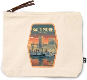 Lantern Press Baltimore, Maryland, City Litho, 100% Cotton Zipper Pouch, Travel Accessory, Go Bag