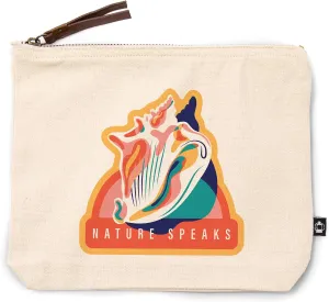 Lantern Press Beach Bliss Collection, Beach Shell, Nature Speaks, 100% Cotton Zipper Pouch, Travel Accessory, Go Bag