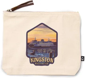 Lantern Press Kingston, Washington, Ferry Sunset and Gull, 100% Cotton Zipper Pouch, Travel Accessory, Go Bag