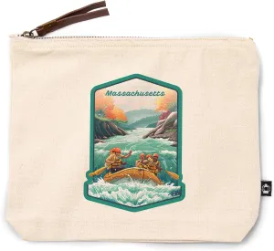 Lantern Press Massachusetts, Seek Adventure, River Rafting, Fall Colors, 100% Cotton Zipper Pouch, Travel Accessory, Go Bag