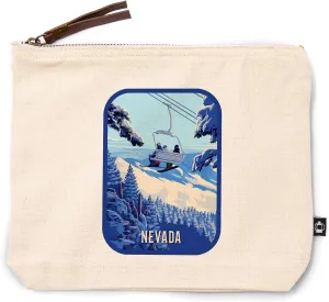 Lantern Press Nevada, Ski Lift Above The Trees, 100% Cotton Zipper Pouch, Travel Accessory, Go Bag