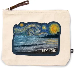 Lantern Press New York, Starry Night, Coastline, 100% Cotton Zipper Pouch, Travel Accessory, Go Bag