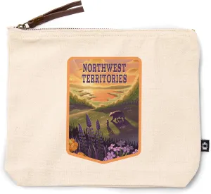 Lantern Press Northwest Territories, Lithograph, Bear and Spring Flowers, Lake, 100% Cotton Zipper Pouch, Travel Accessory, Go Bag